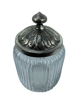 Preview: Bonboniere Glas/Metall 10,5x10,5x16 cm